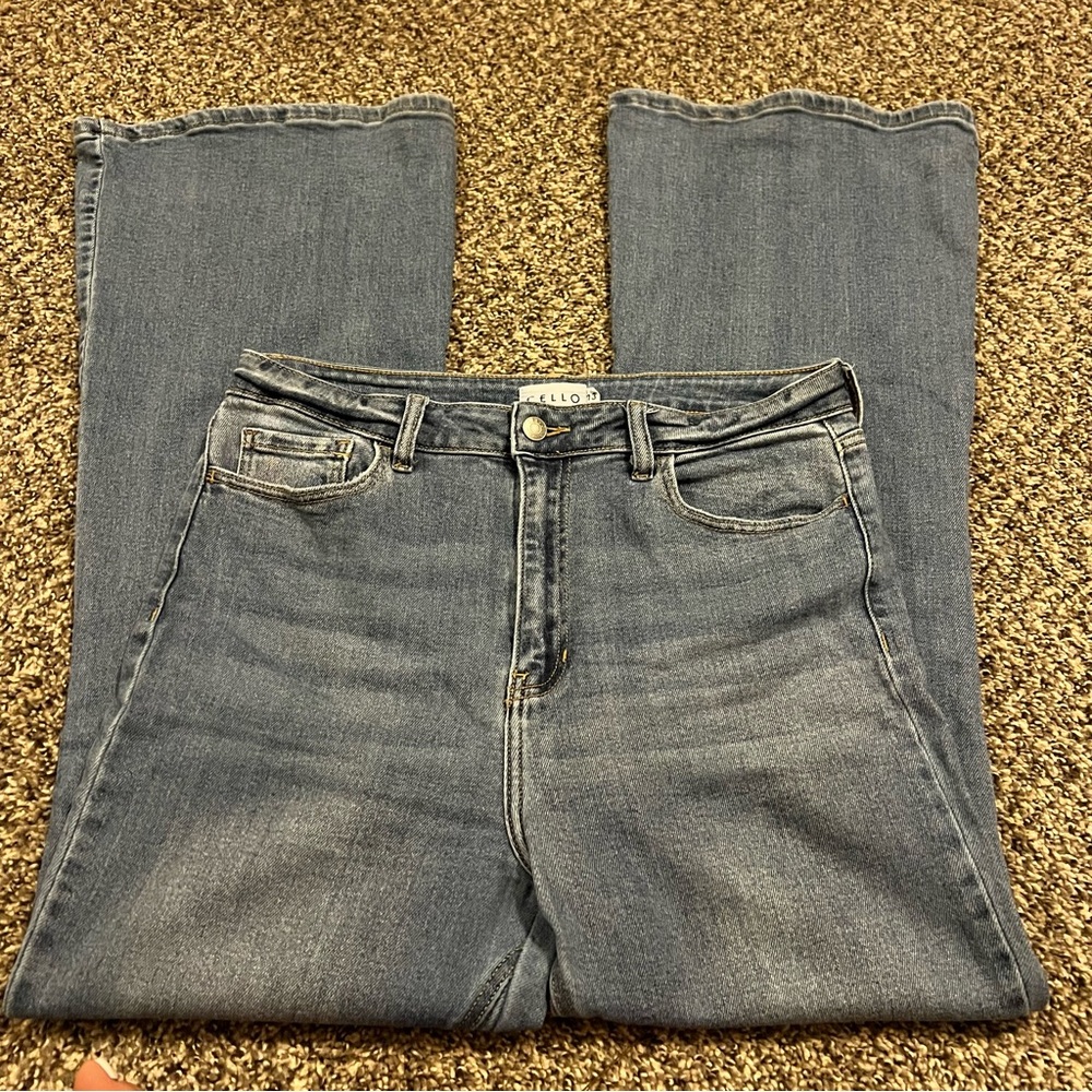 Cello Blue Flare Wide Leg Jeans High-Waisted